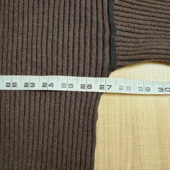 Varley Women's Full Zip Sweater Size Medium Dark Brown Ribbed Long Sleeves - Picture 6 of 8